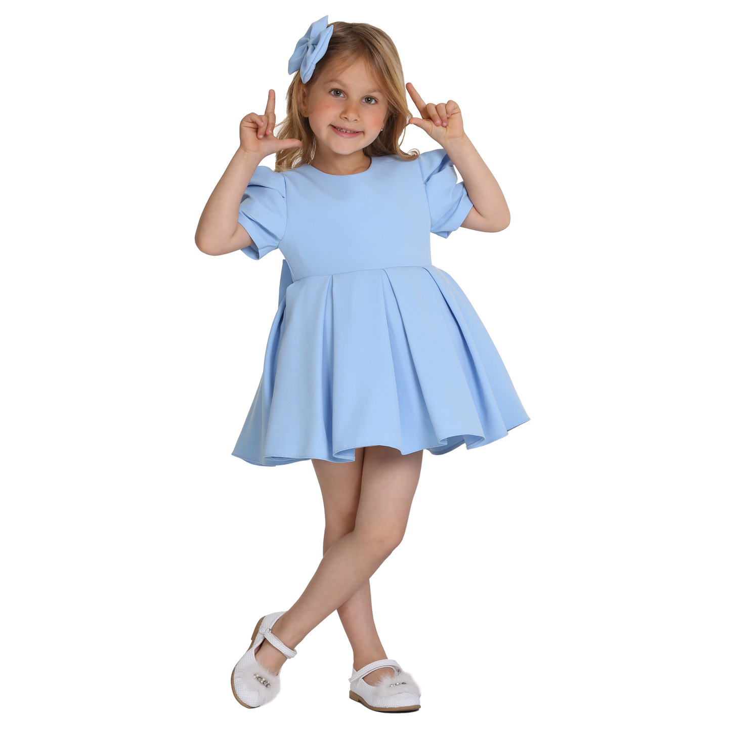 Blue Puff Dress - Lafta Kids