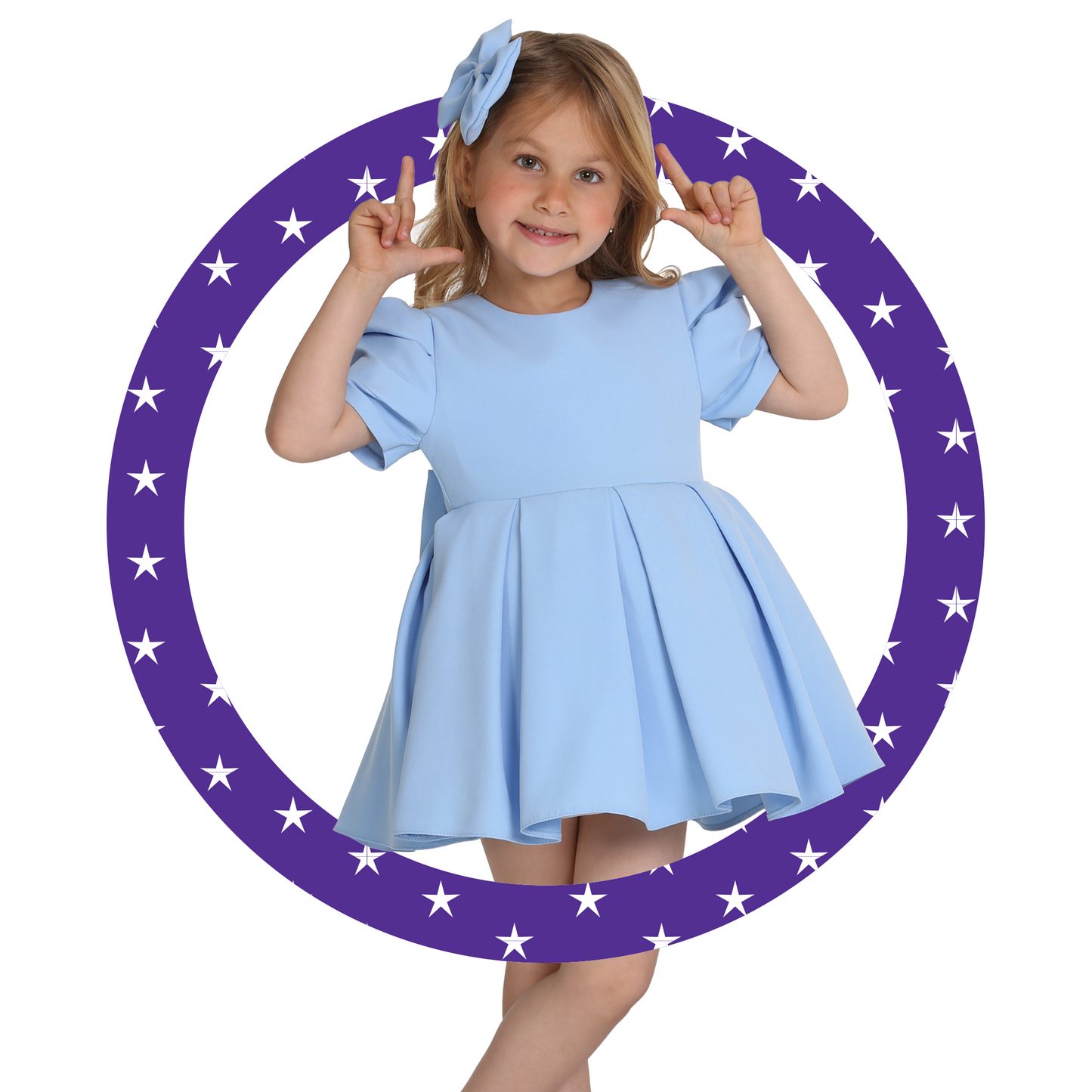 Blue Puff Dress - Lafta Kids