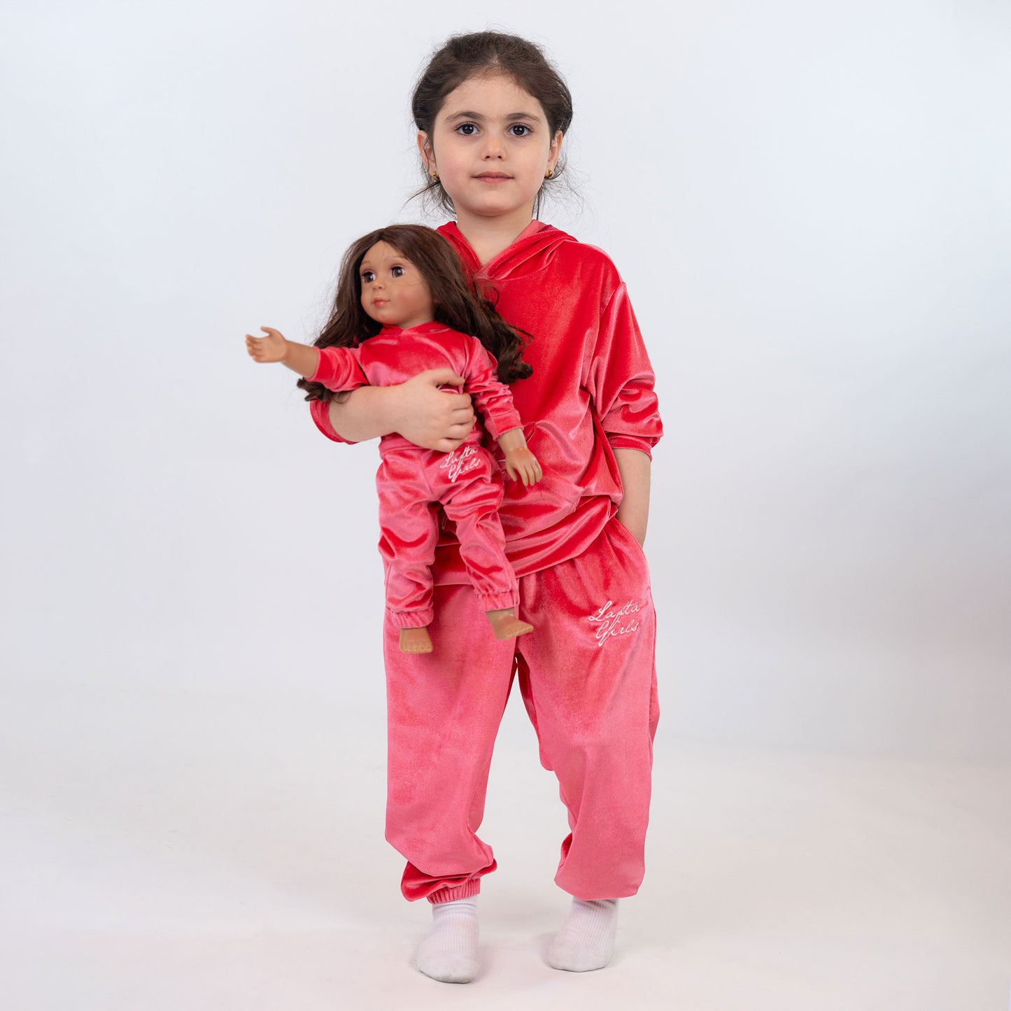 Tracksuit Hoodie + Doll with Tracksuit Hoodie - Pink Set